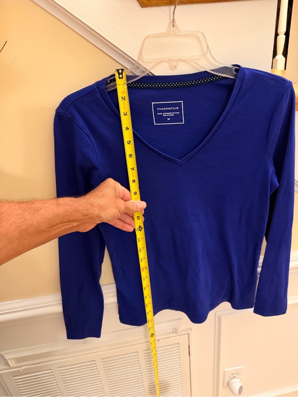 Ladies Size Medium "Charter Club" Long Sleeve V-Neck Top - Cobalt Blue GUC - Picture 5 of 6